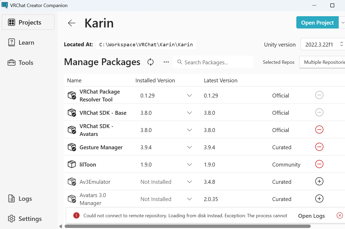 vcc-manage-packages
